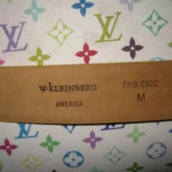 ❤️W KLEINBERG AMERICA Yellow Croc Gator Embossed Belt Sz Medium New main image 7